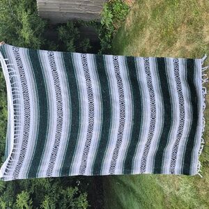 Blanket Made In Mexico, Green Black And Gray